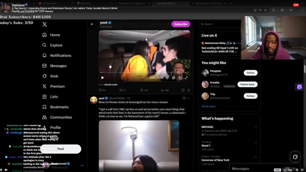 Deansocool Surprised by Nina Lin’s Reaction After Twitch Unban