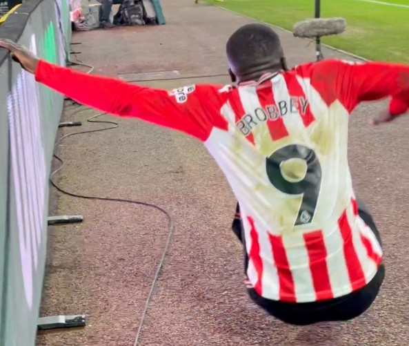 Sunderland Players Celebrate Brobbey Goal Against Crystal Palace